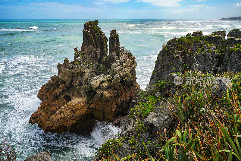 Punakaiki Pancake Rocks and Blowholes Walk, Paparoa国家公园，新西兰